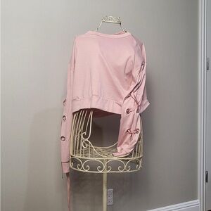 SHEIN Pink Asymmetrical Long Sleeve Sweatshirt